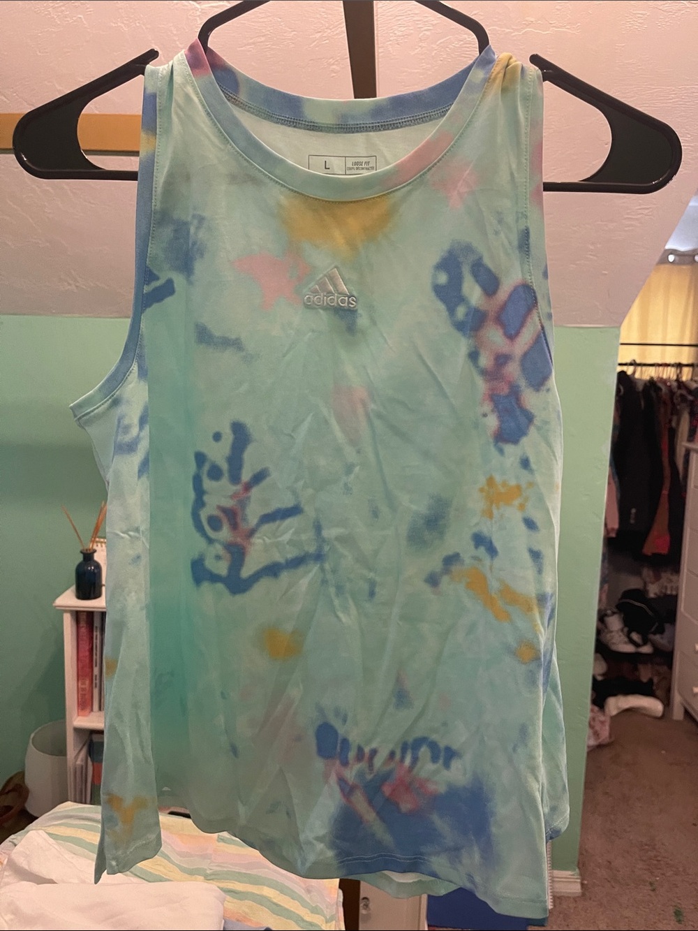 adidas Pastel Tie-Dye Tank Top in Aqua, Blue, Pink, Yellow